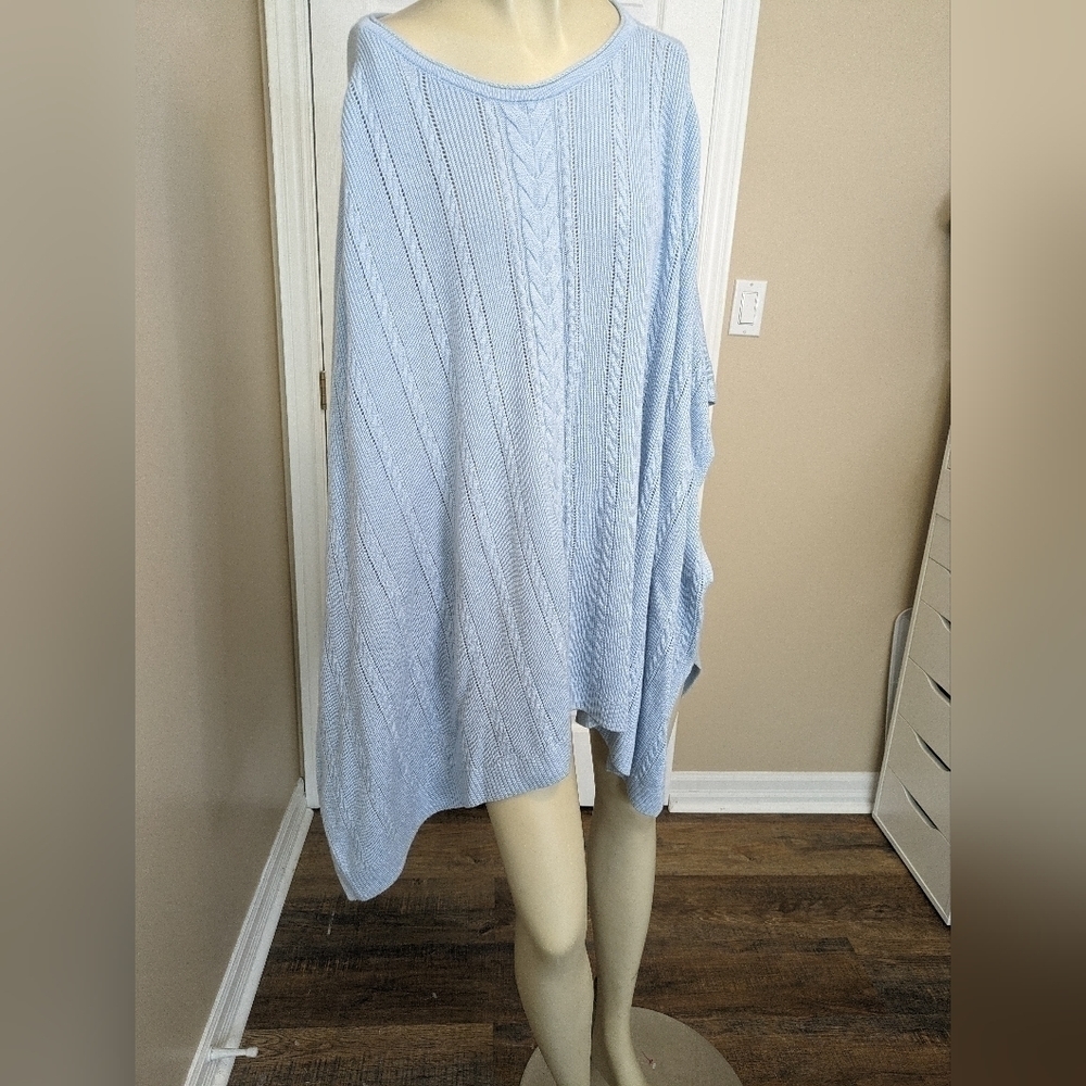 Brooks Brothers cable knit wool blend sweater poncho
